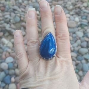 New Botswana Agate 925 Silver Statement Ring.